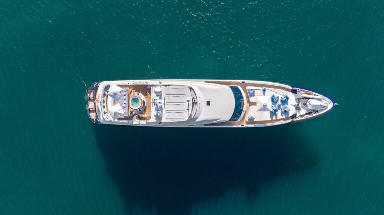 Aerial View of Luxury Yacht